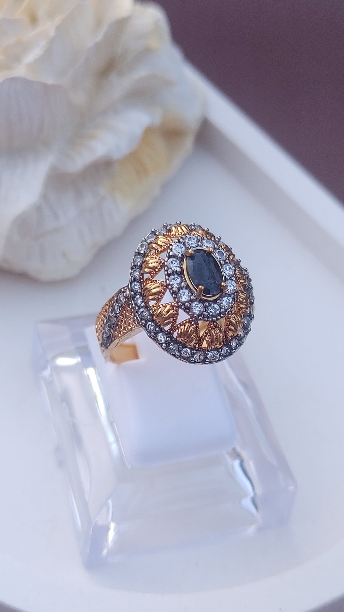 Diamond cut Zircon | judao ring | 22k gold polish | MR-911