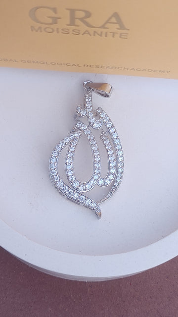 925 SILVER STERLING ALLAH LOCKET WITH MOISSANITE DIAMOND - s46