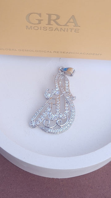 925 SILVER STERLING ALLAH LOCKET WITH MOISSANITE DIAMOND - s43