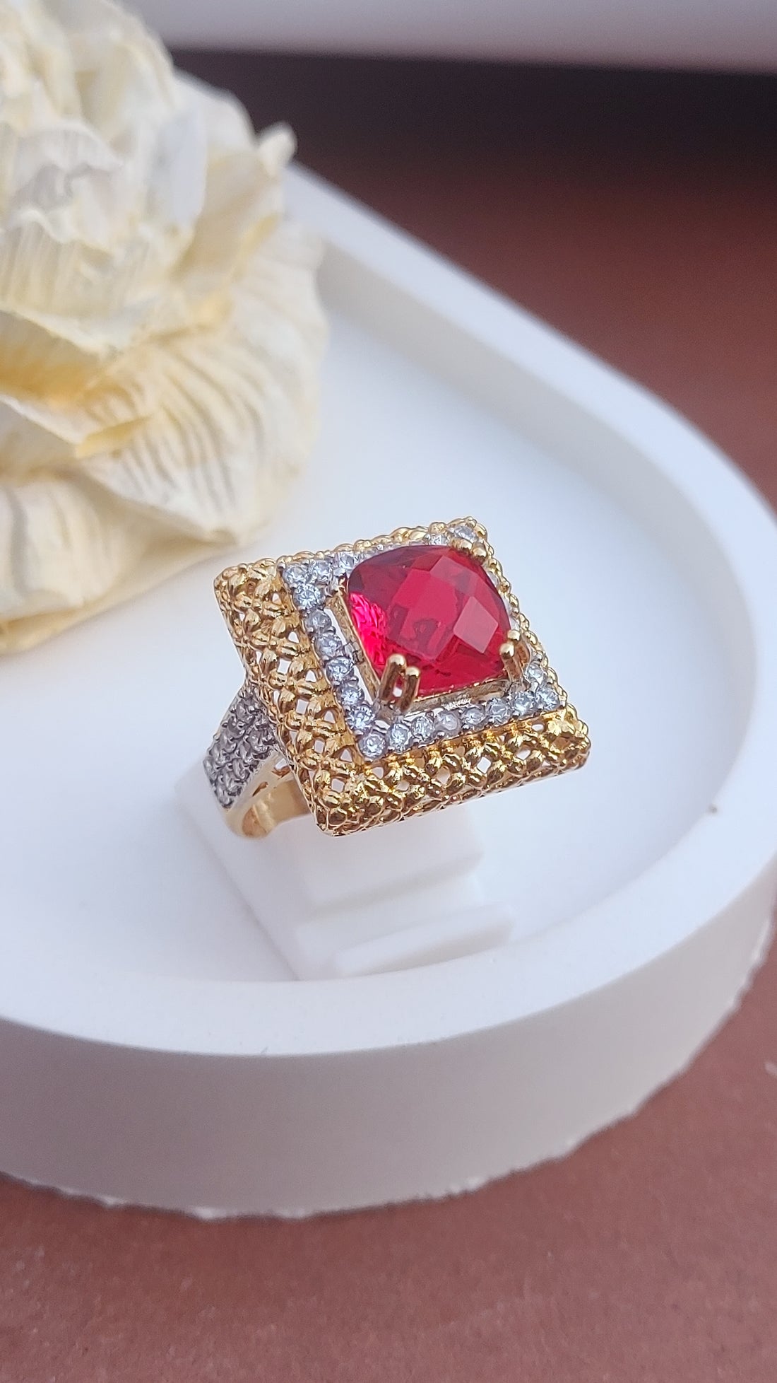 8Colors | Zircon Judao Rings with Real Stone | 18K Gold Polish | Adjustable Size | 3Yrs Warranty | MR-255