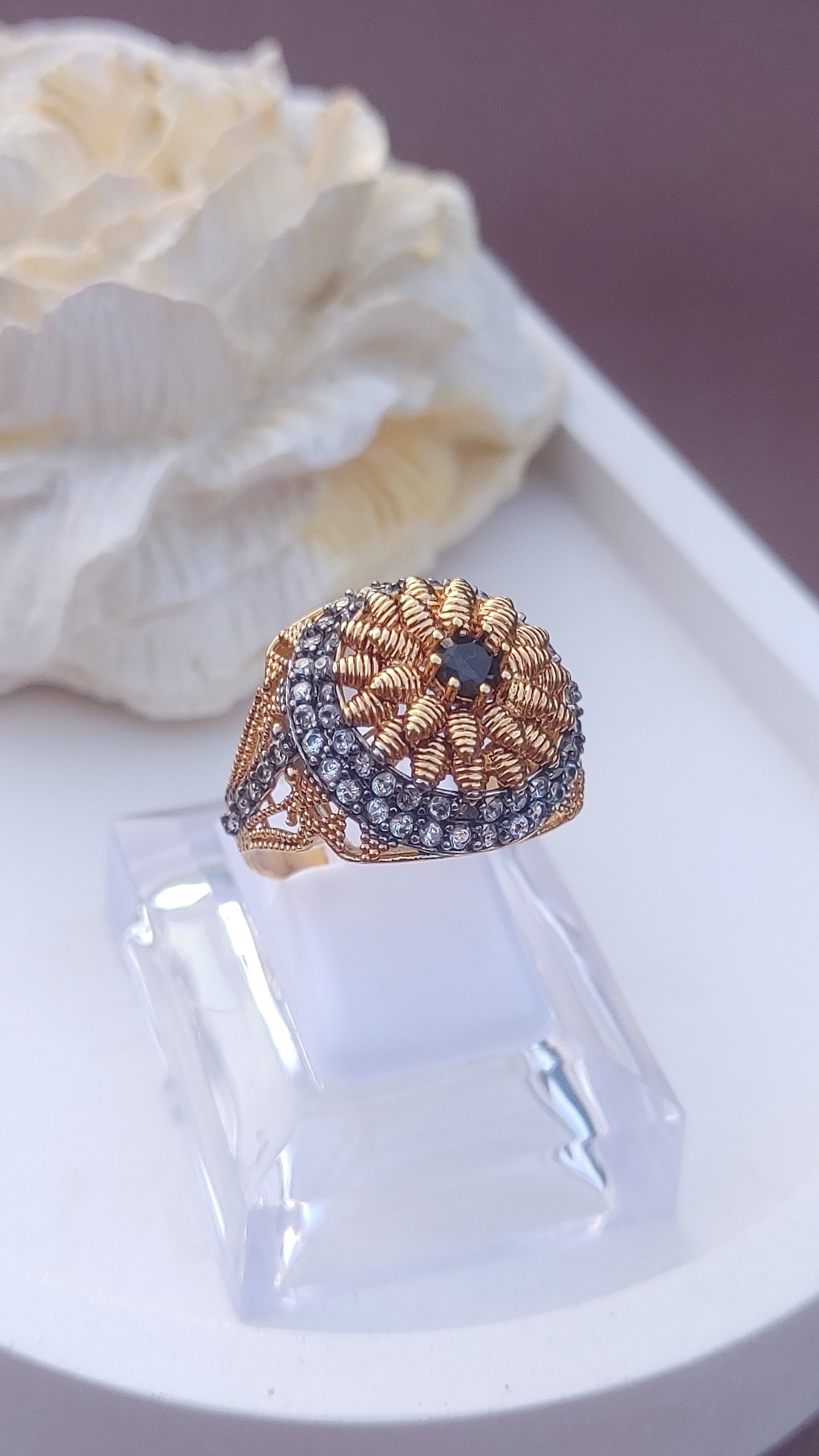 Diamond cut Zircon | judao ring | 22k gold polish | MR-912