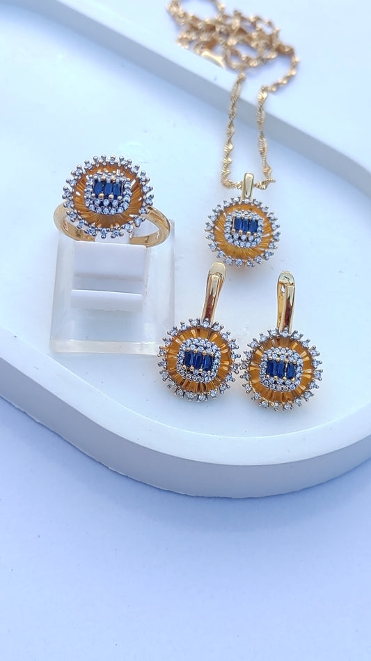 3 Colors | Locket set in Diamond Cut & Zircons | 22K Gold Polish| MK-960