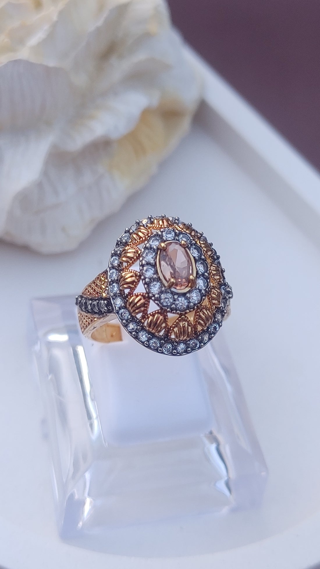 Diamond cut Zircon | judao ring | 22k gold polish | MR-911