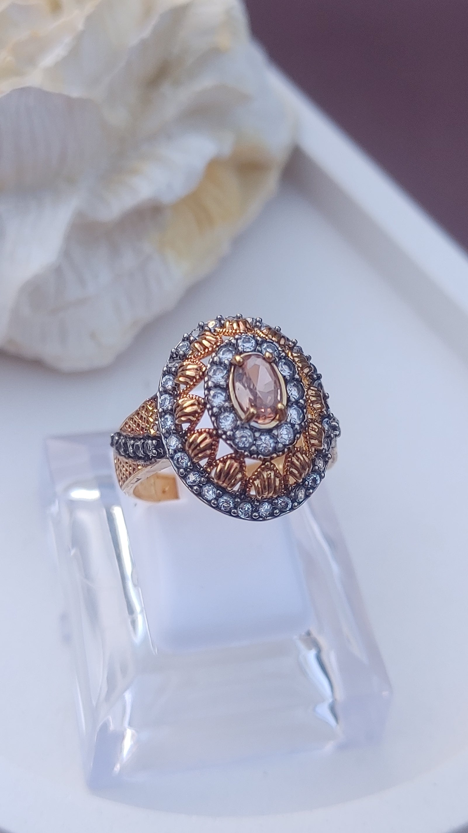Diamond cut Zircon | judao ring | 22k gold polish | MR-911