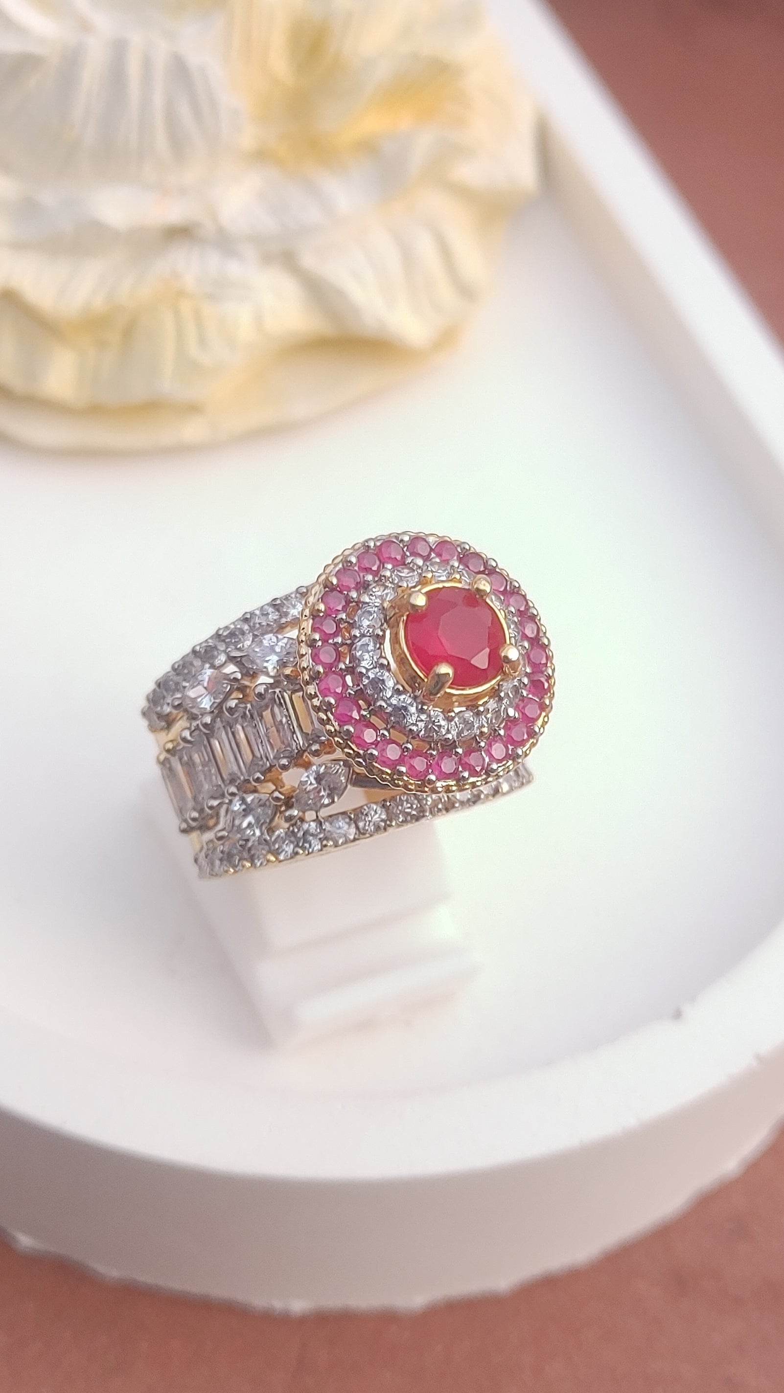 22K Gold Plated Ring |zircons jurdao | Hand Crafted | MR-644