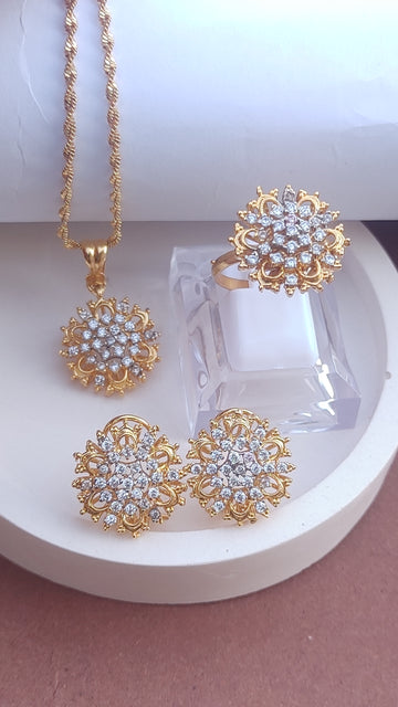 Hand Carved Locket set | 22k Gold plated (3 yr. Warranty) | MK-724