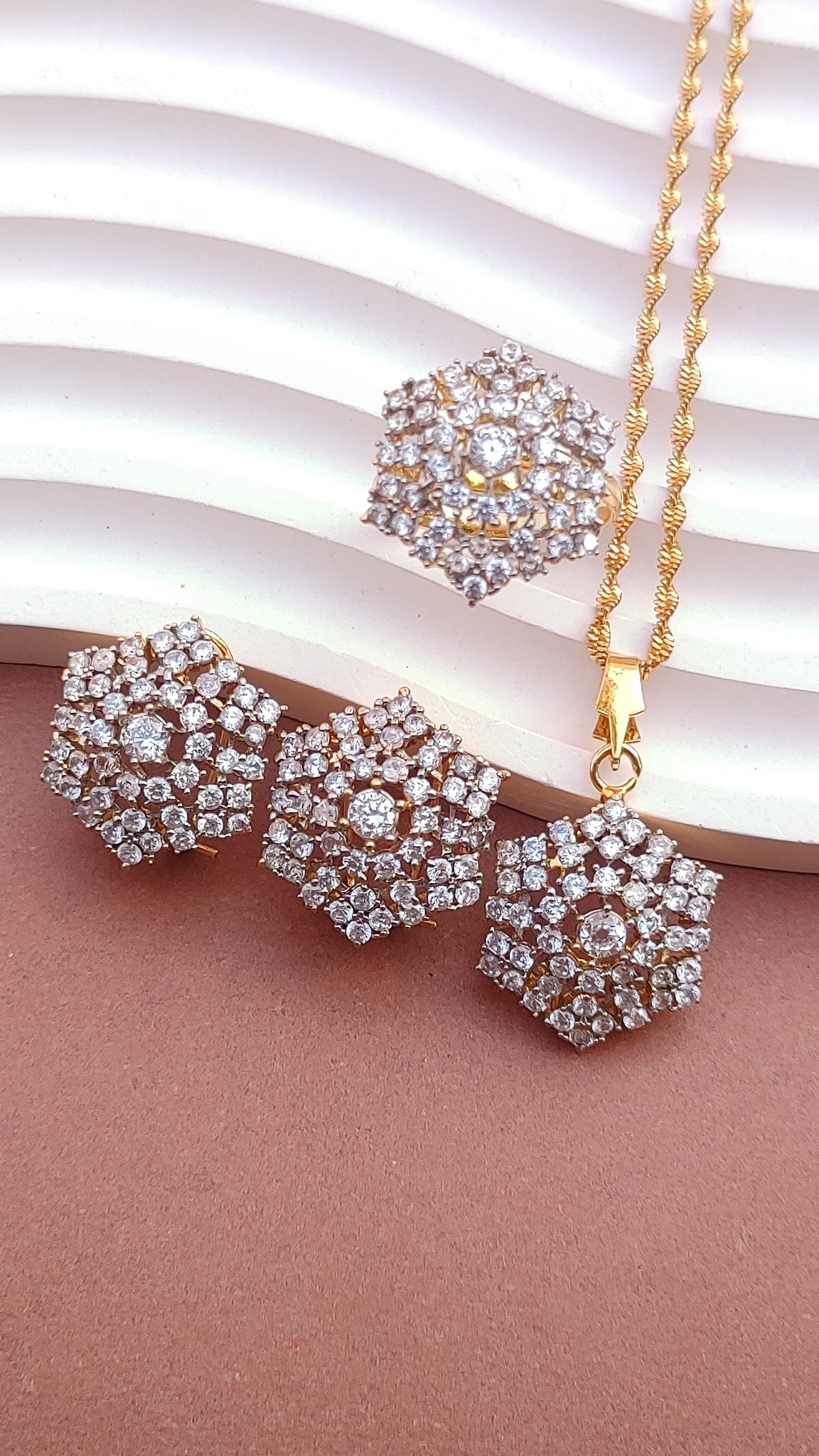 Diamond Cut Zircon Judao Earring Locket Set | 22K Gold Plated | MS-301