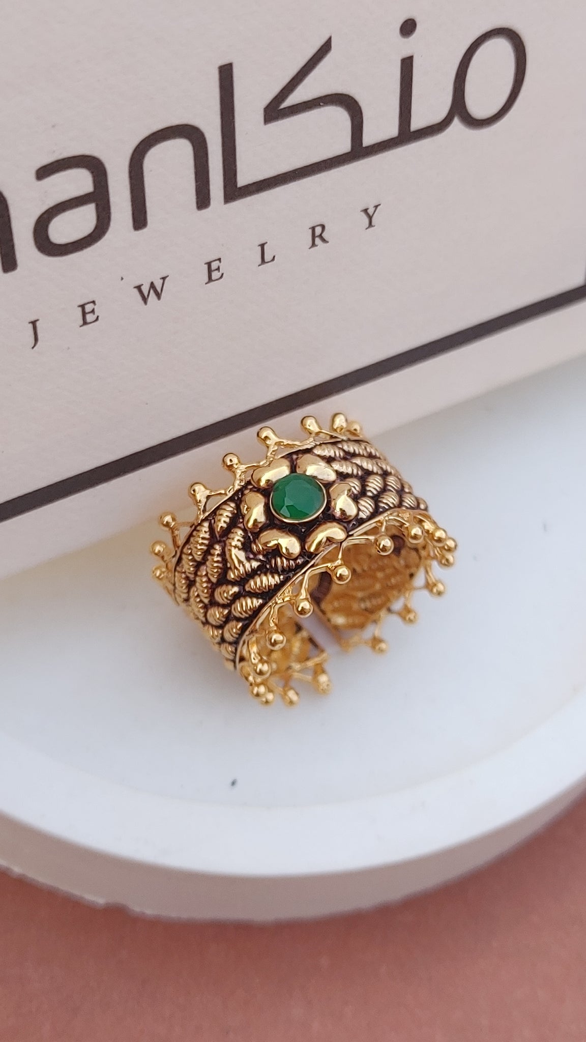 Diamond cut Zircon | judao ring | 22k gold polish | MR-109