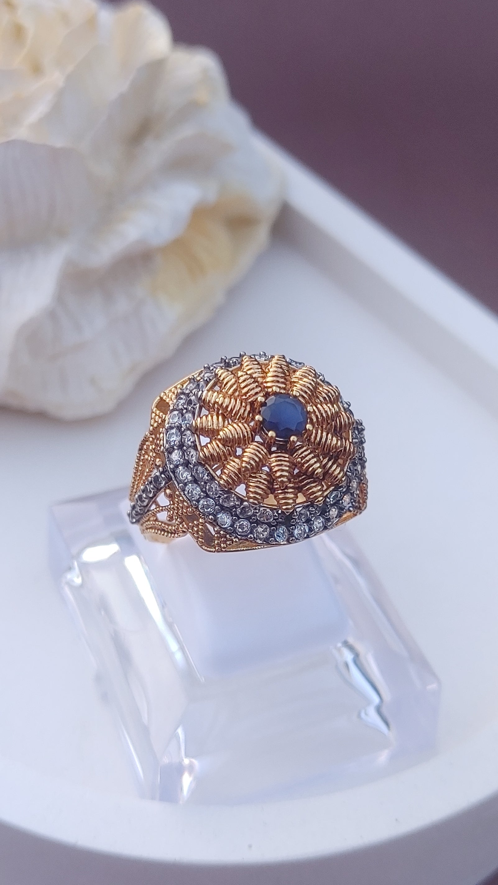 Diamond cut Zircon | judao ring | 22k gold polish | MR-912