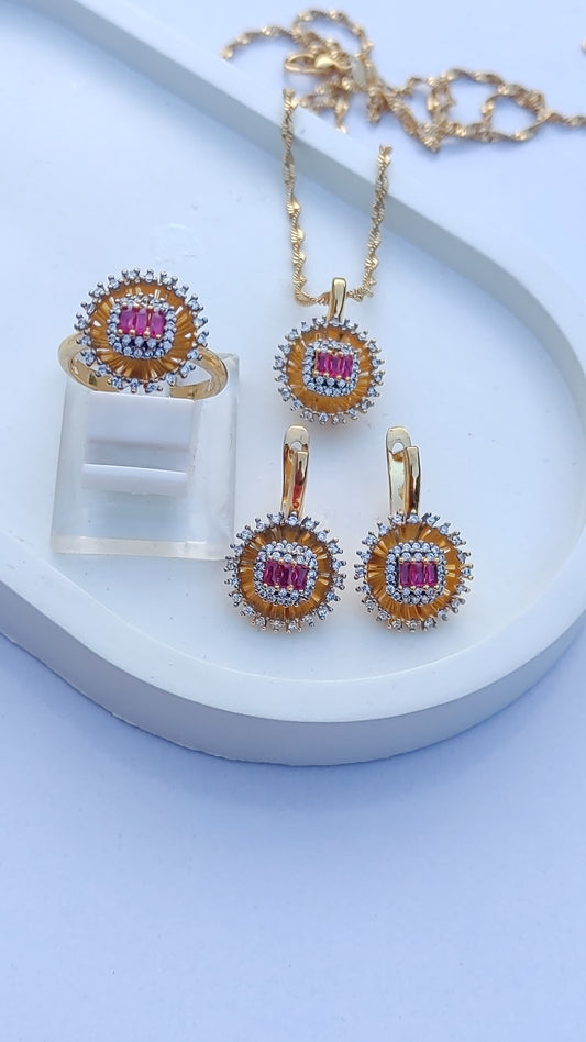 3 Colors | Locket set in Diamond Cut & Zircons | 22K Gold Polish| MK-960