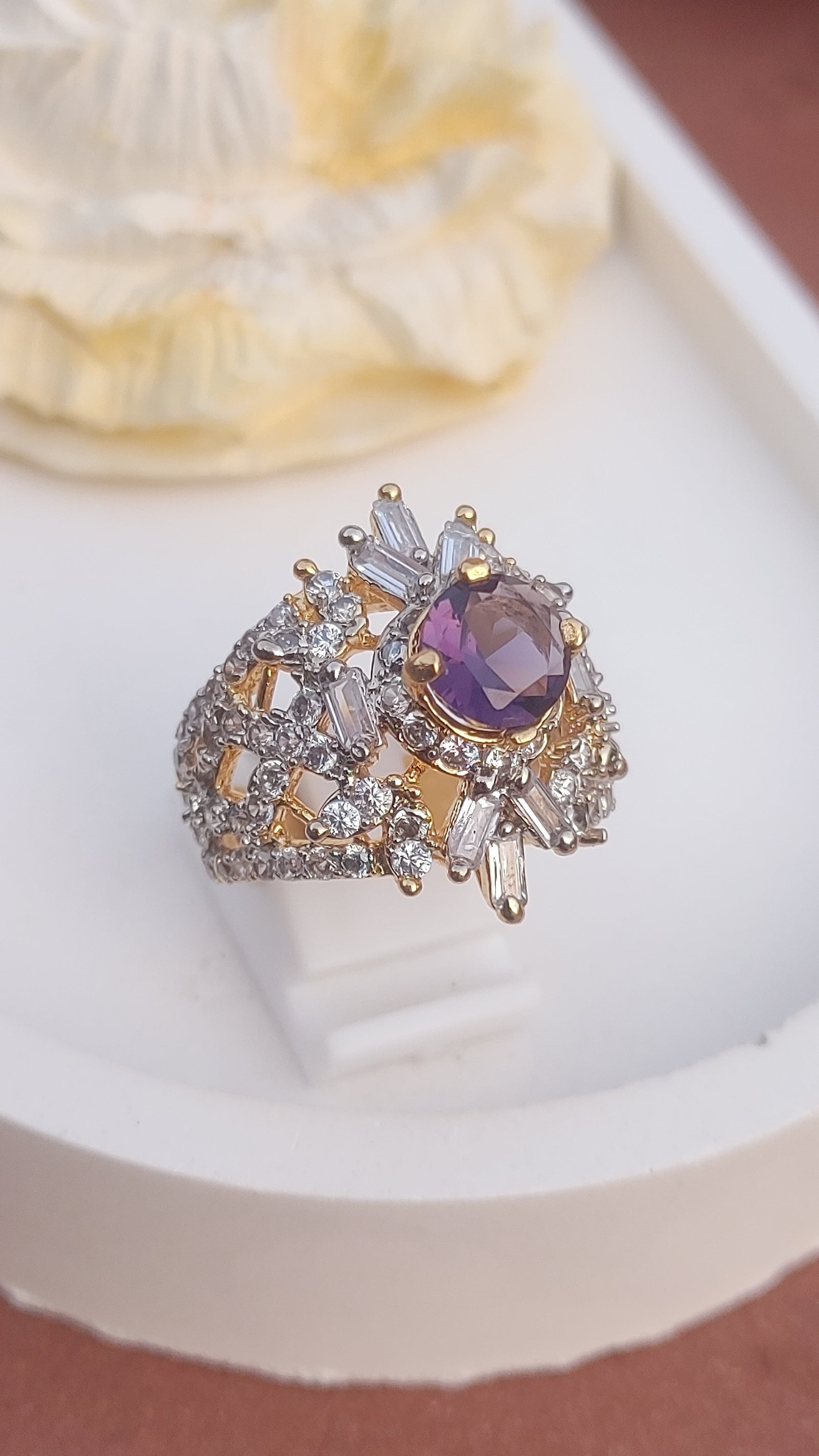 6 Colors | Zircon Judao Rings with Real Stone | 18K Gold Polish | Adjustable Size | 3Yrs Warranty | MR-355
