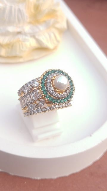 22K Gold Plated Ring |zircons jurdao | Hand Crafted | MR-644