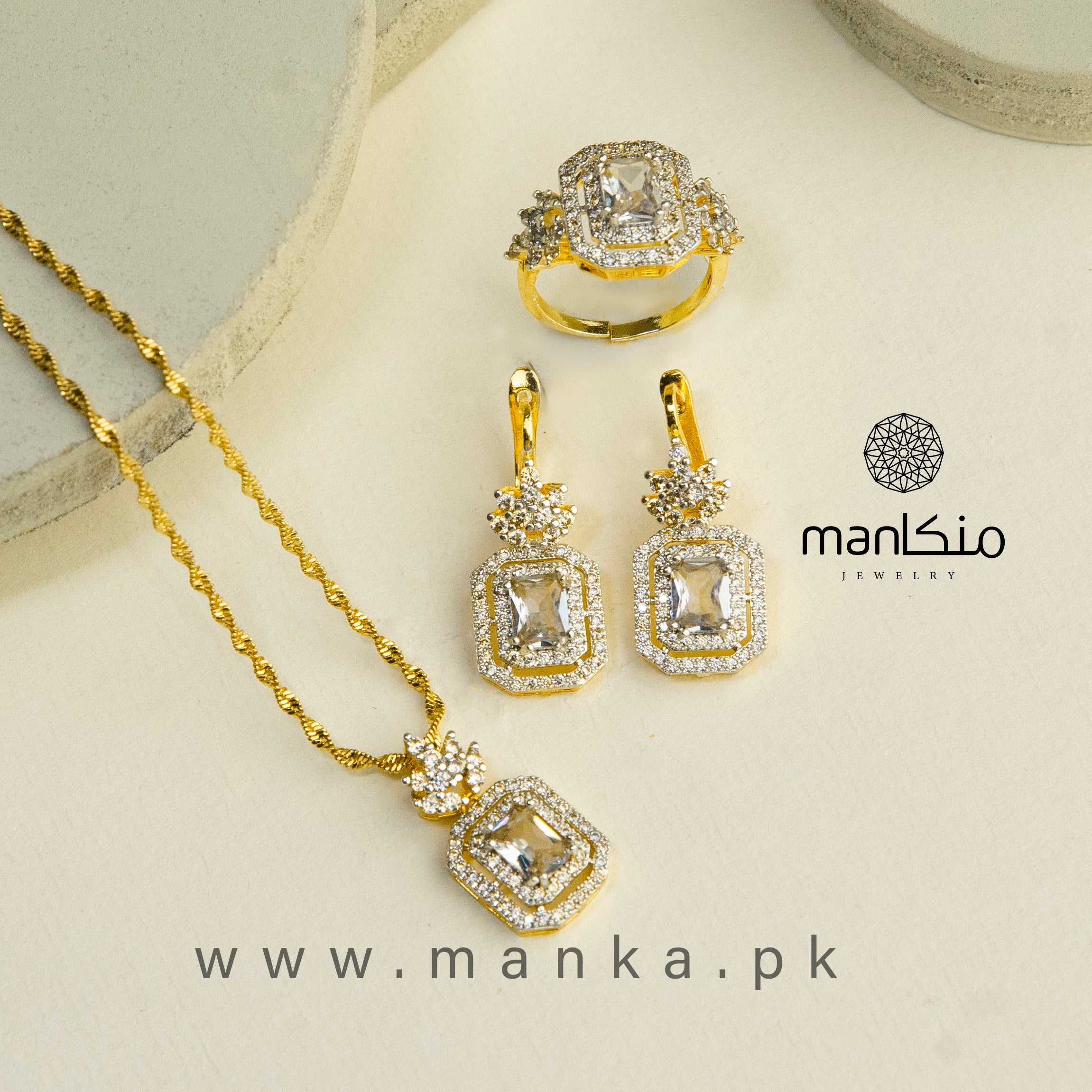 Diamond Cut Zircon Judao locket set 22 K Gold Polish Hand Made | ME-999