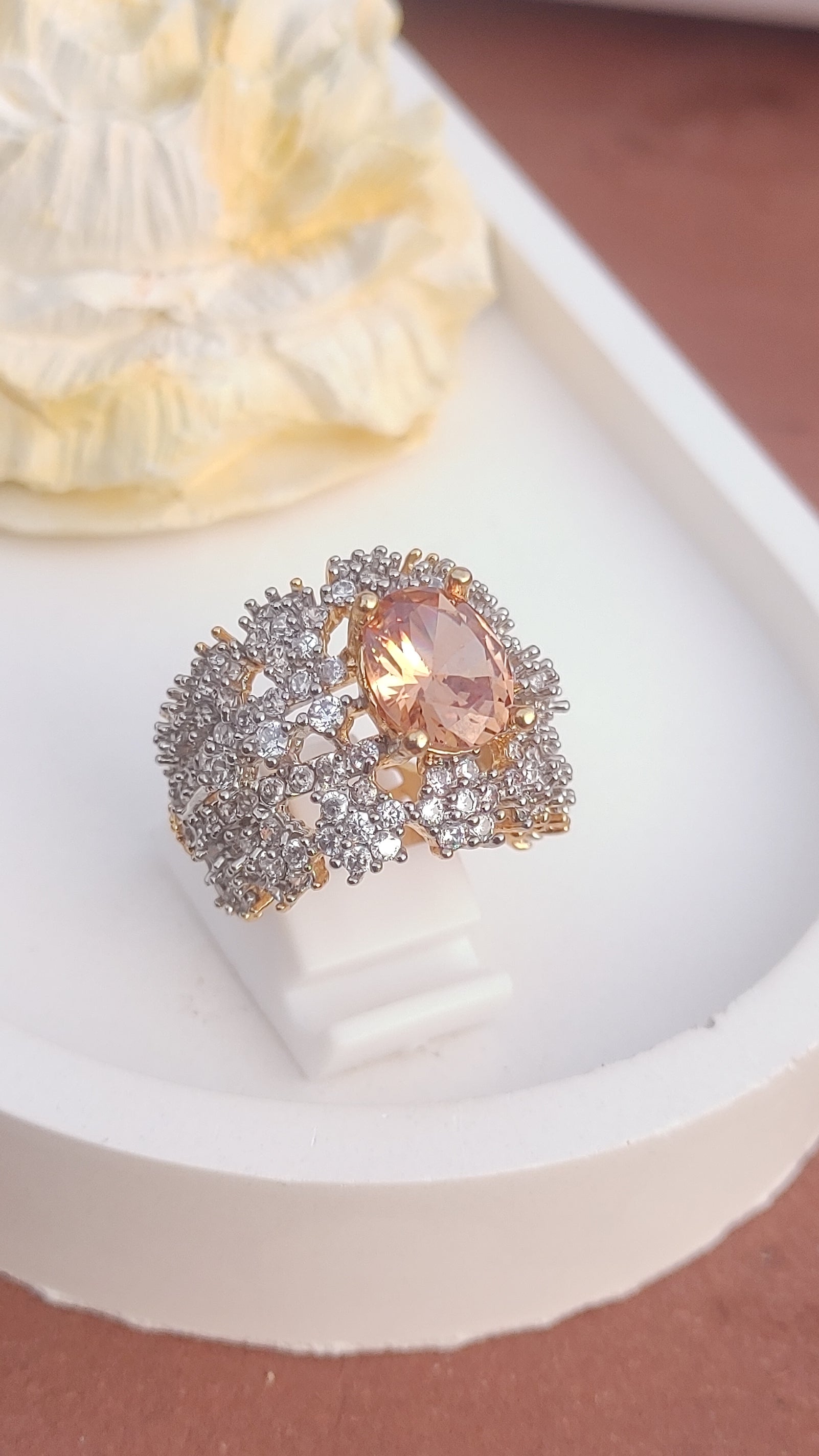6 Colors | Zircon Judao Rings with Real Stone | 18K Gold Polish | Adjustable Size | 3Yrs Warranty | MR-352