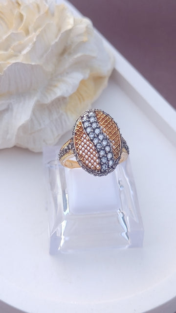 Diamond 💎 cut Zircon judao adjustable ring 22 k gold plated hand crafted | MR-901