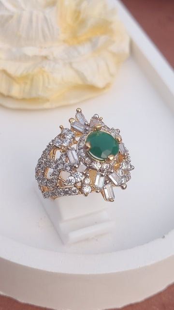 6 Colors | Zircon Judao Rings with Real Stone | 18K Gold Polish | Adjustable Size | 3Yrs Warranty | MR-355