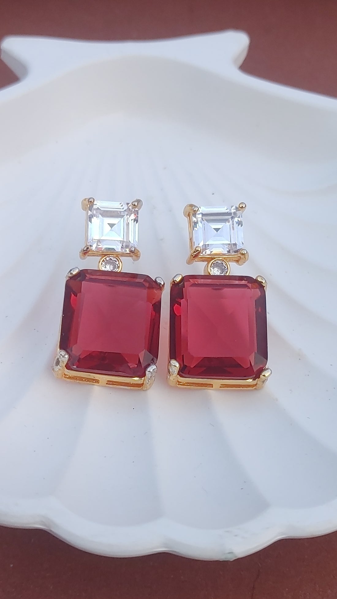 Handmade Judao earrings with Real Stone Original 18K Gold Polish/ME-333