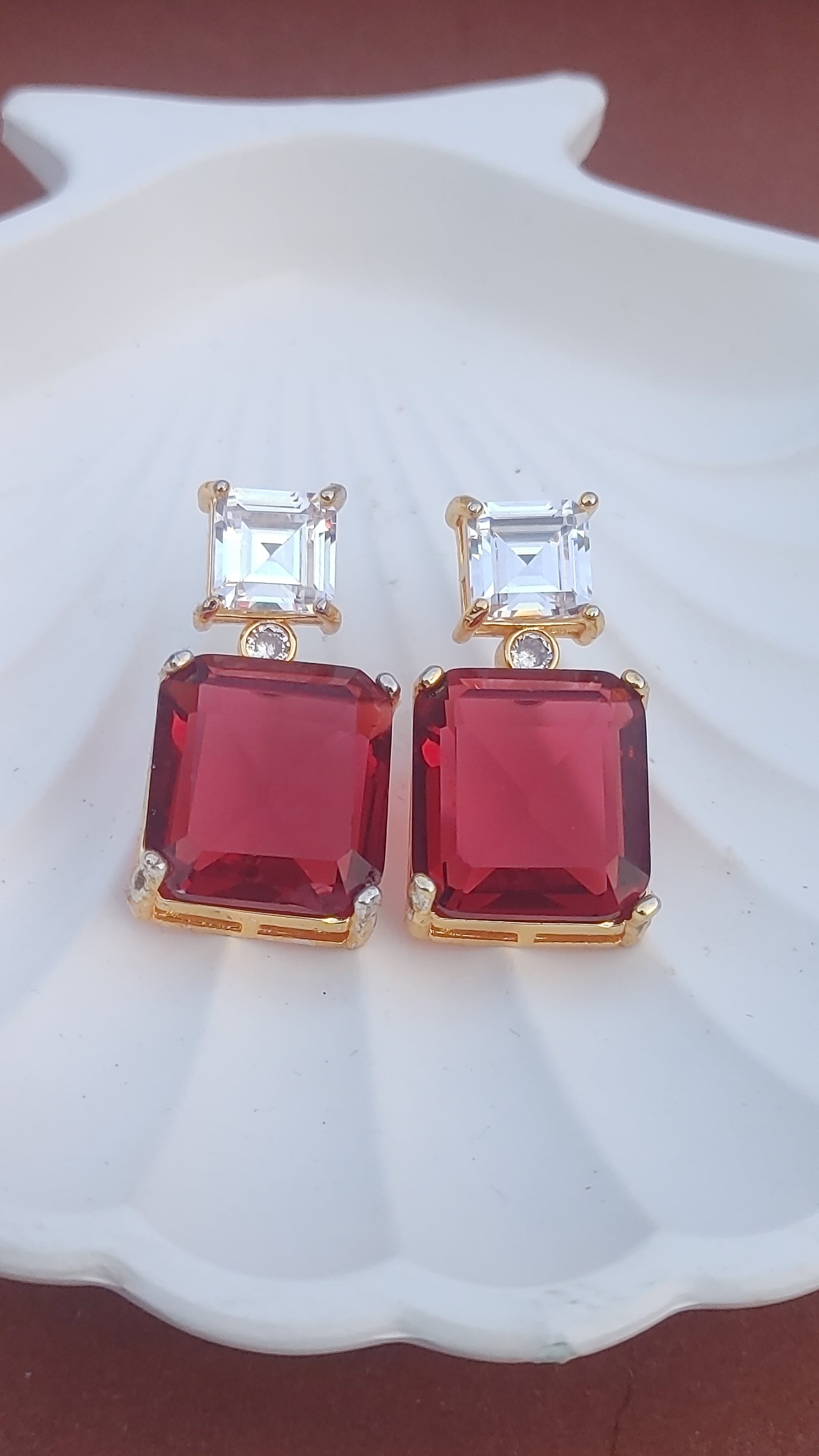 Handmade Judao earrings with Real Stone Original 18K Gold Polish/ME-333