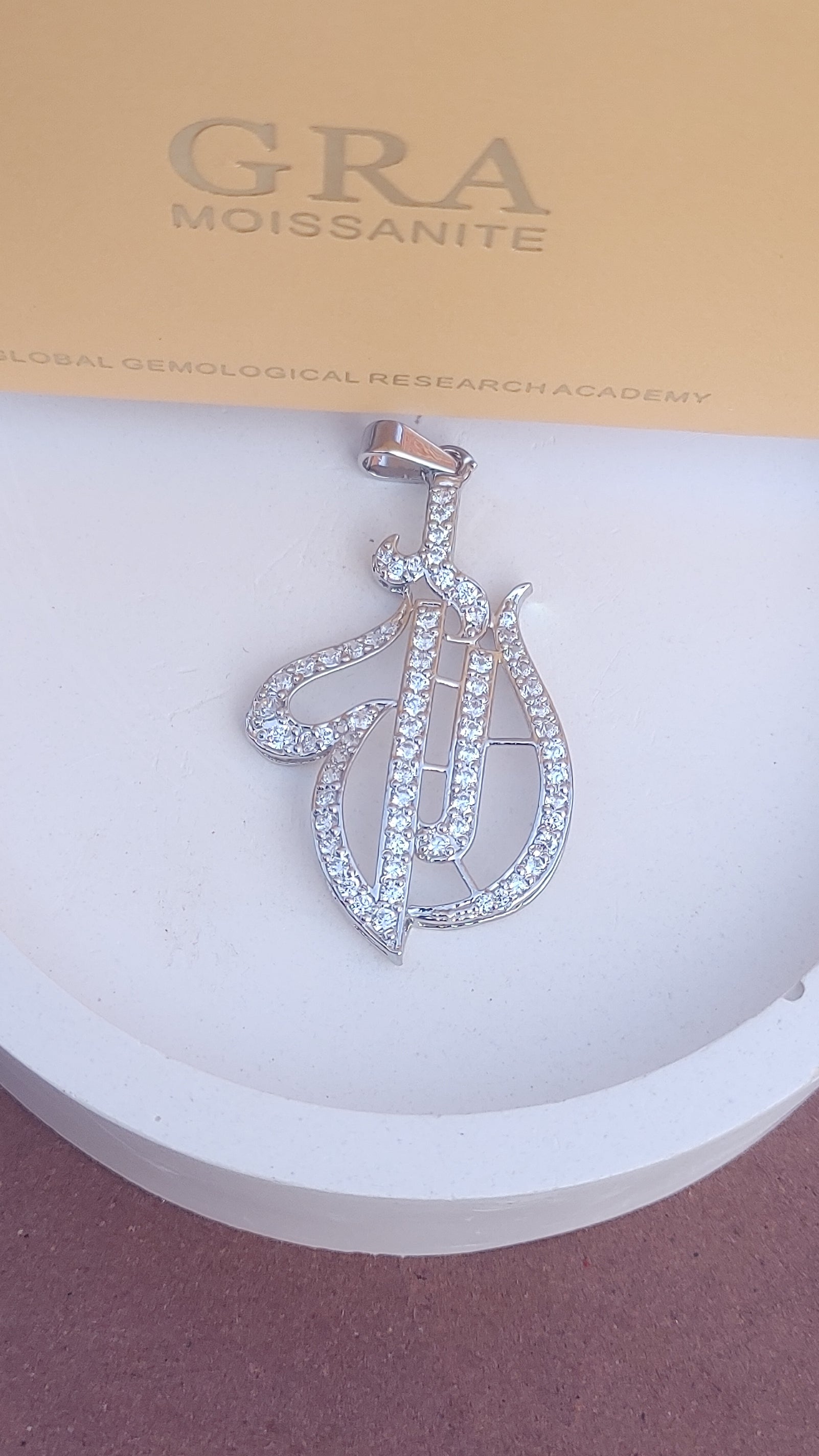 925 SILVER STERLING ALLAH LOCKET WITH MOISSANITE DIAMOND - s44