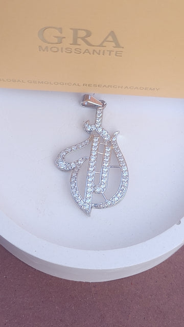 925 SILVER STERLING ALLAH LOCKET WITH MOISSANITE DIAMOND - s44
