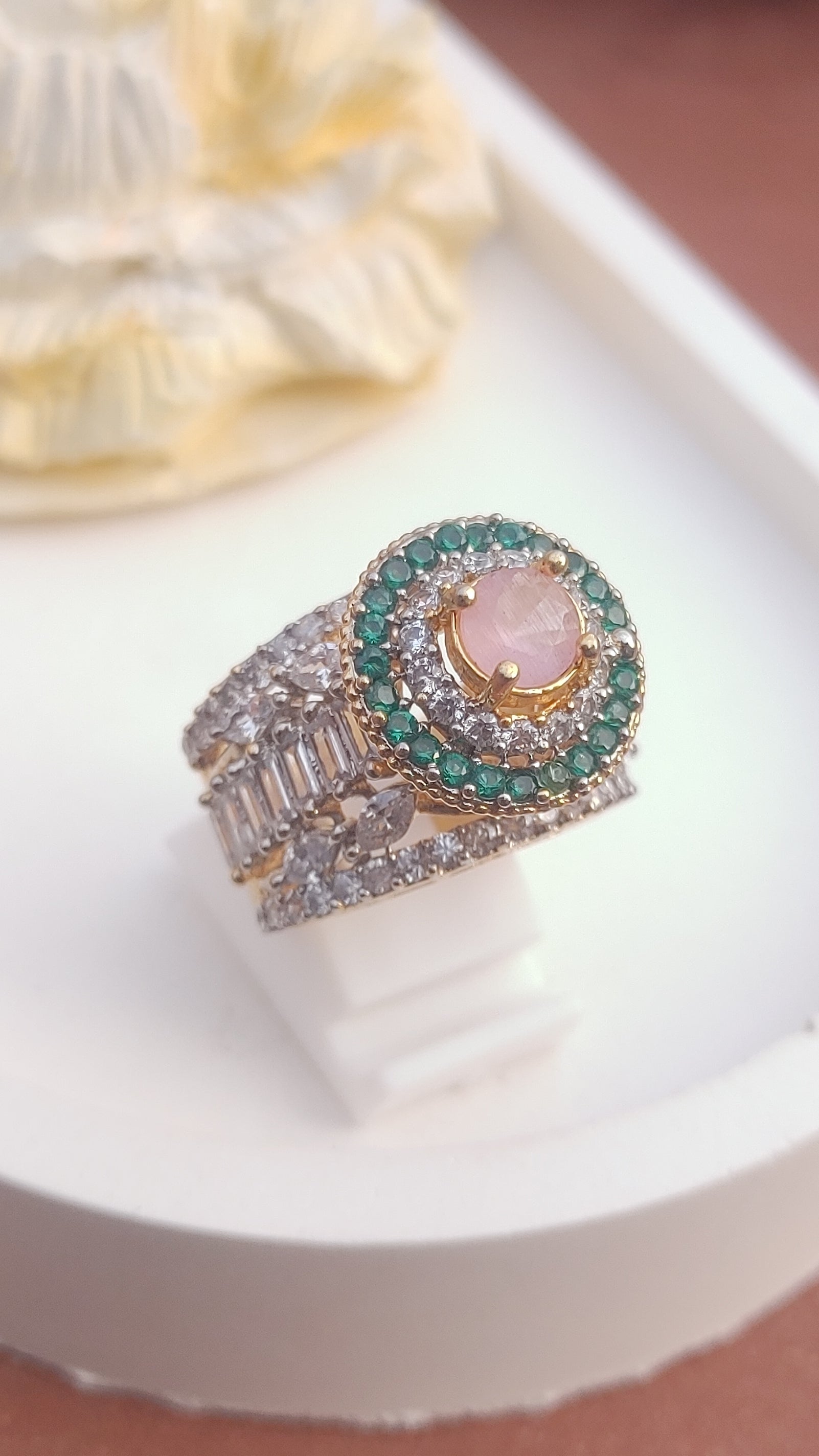 22K Gold Plated Ring |zircons jurdao | Hand Crafted | MR-644