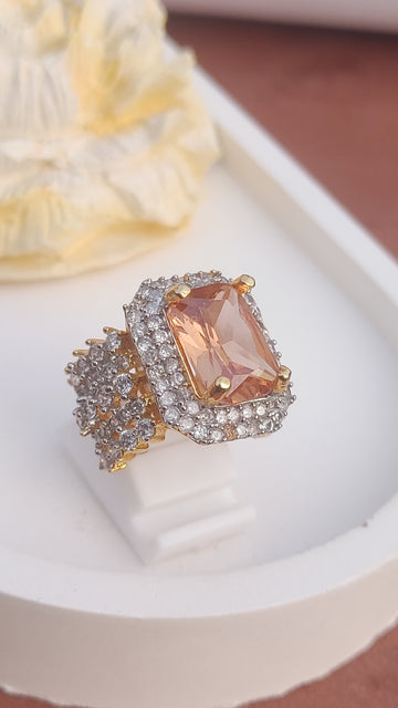 7Colors | Zircon Judao Rings with Real Stone | 18K Gold Polish | Adjustable Size | 3Yrs Warranty | MR-202