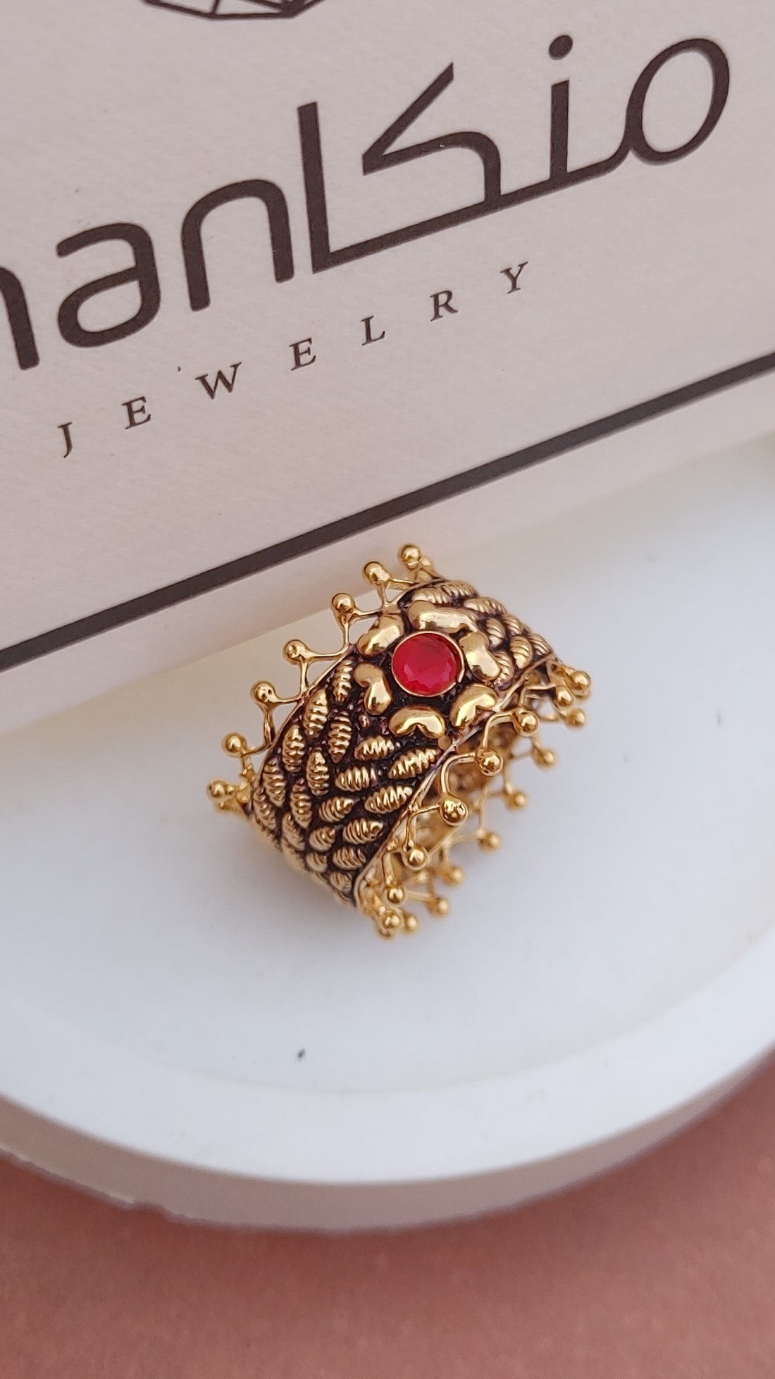 Diamond cut Zircon | judao ring | 22k gold polish | MR-109
