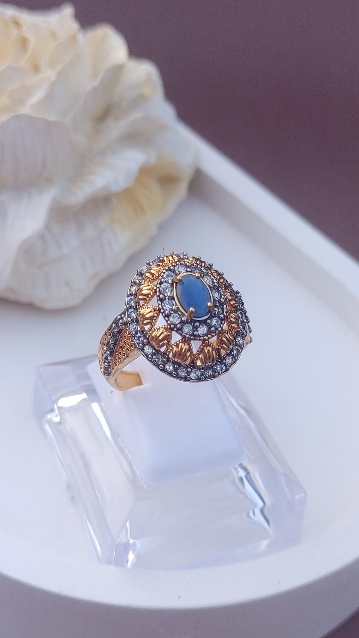 Diamond cut Zircon | judao ring | 22k gold polish | MR-911