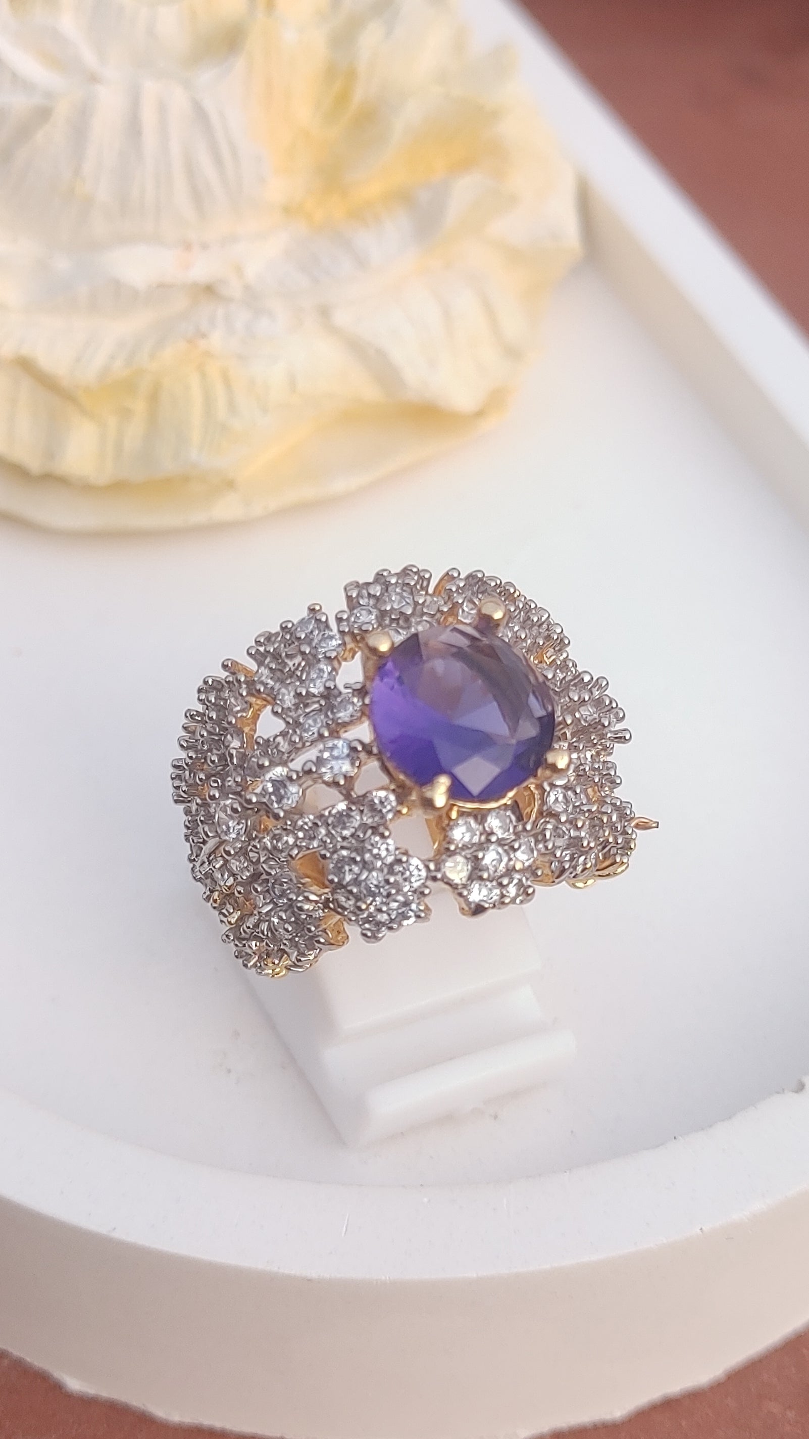 6 Colors | Zircon Judao Rings with Real Stone | 18K Gold Polish | Adjustable Size | 3Yrs Warranty | MR-352