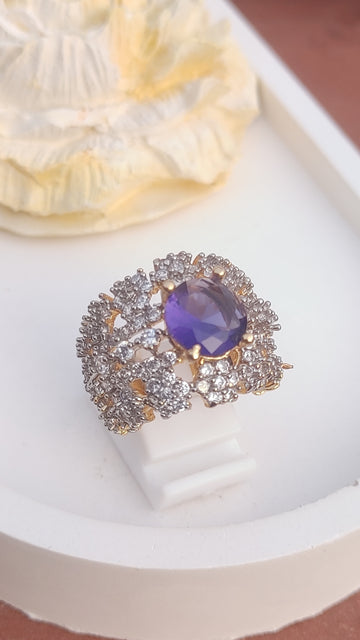 6 Colors | Zircon Judao Rings with Real Stone | 18K Gold Polish | Adjustable Size | 3Yrs Warranty | MR-352