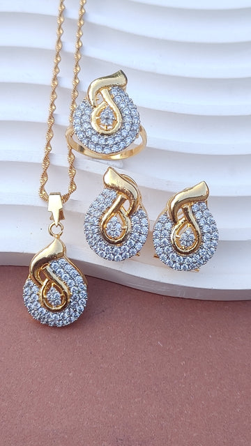Zircon judao Locket Set | 22K Gold Plated(3 Yrs. Warranty) | Mk-609