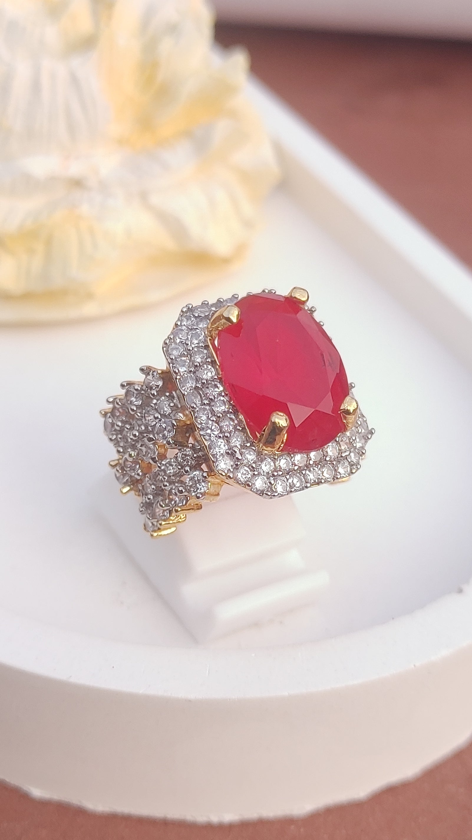 7Colors | Zircon Judao Rings with Real Stone | 18K Gold Polish | Adjustable Size | 3Yrs Warranty | MR-202