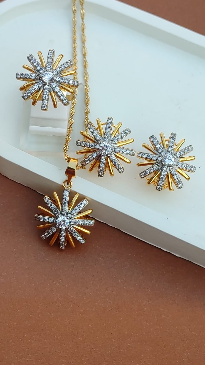 Real Gold Look | 💎Diamond Cut Zircon Locket Set | 22K Gold Polish | MK-094