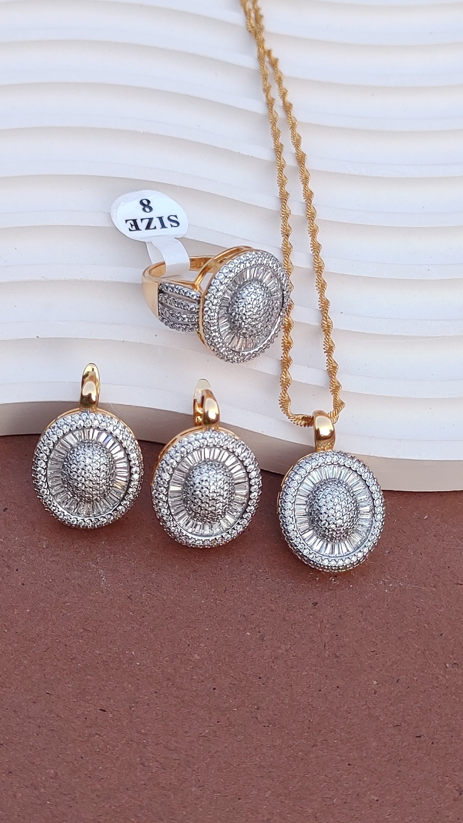 💎Diamond Cut cubic Zircon Locket Set | 22K Gold Polish (3Yrs. Warranty) | MK-039
