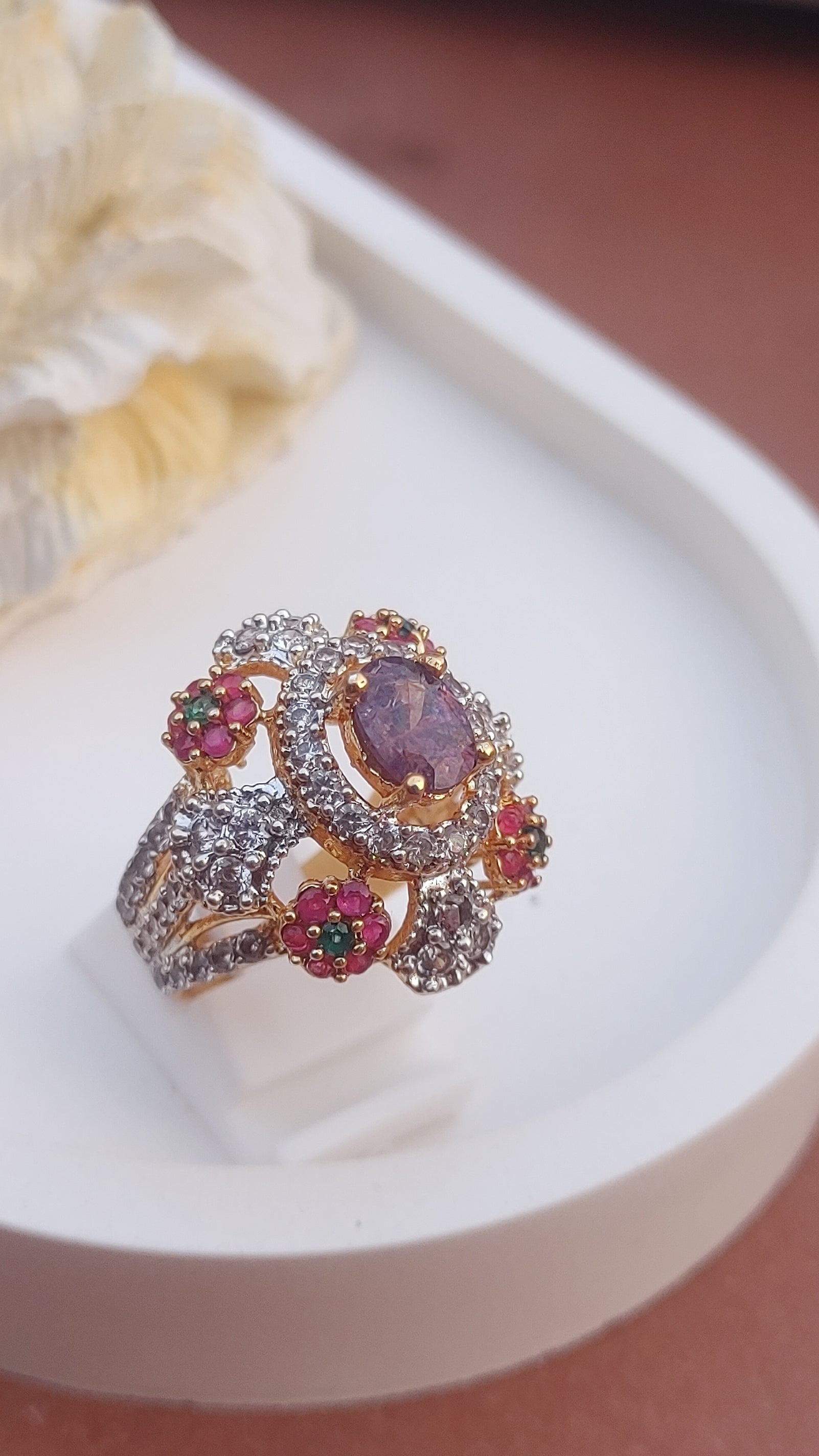 8Colors | Zircon Judao Rings with Real Stone | 18K Gold Polish | Adjustable Size | 3Yrs Warranty | MR-330