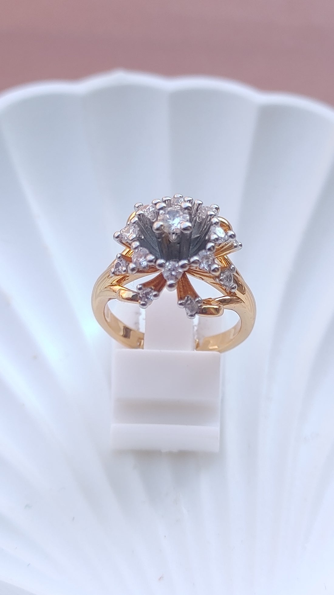 Diamond cut Zircon | judao ring | 22k gold polish | MR-109
