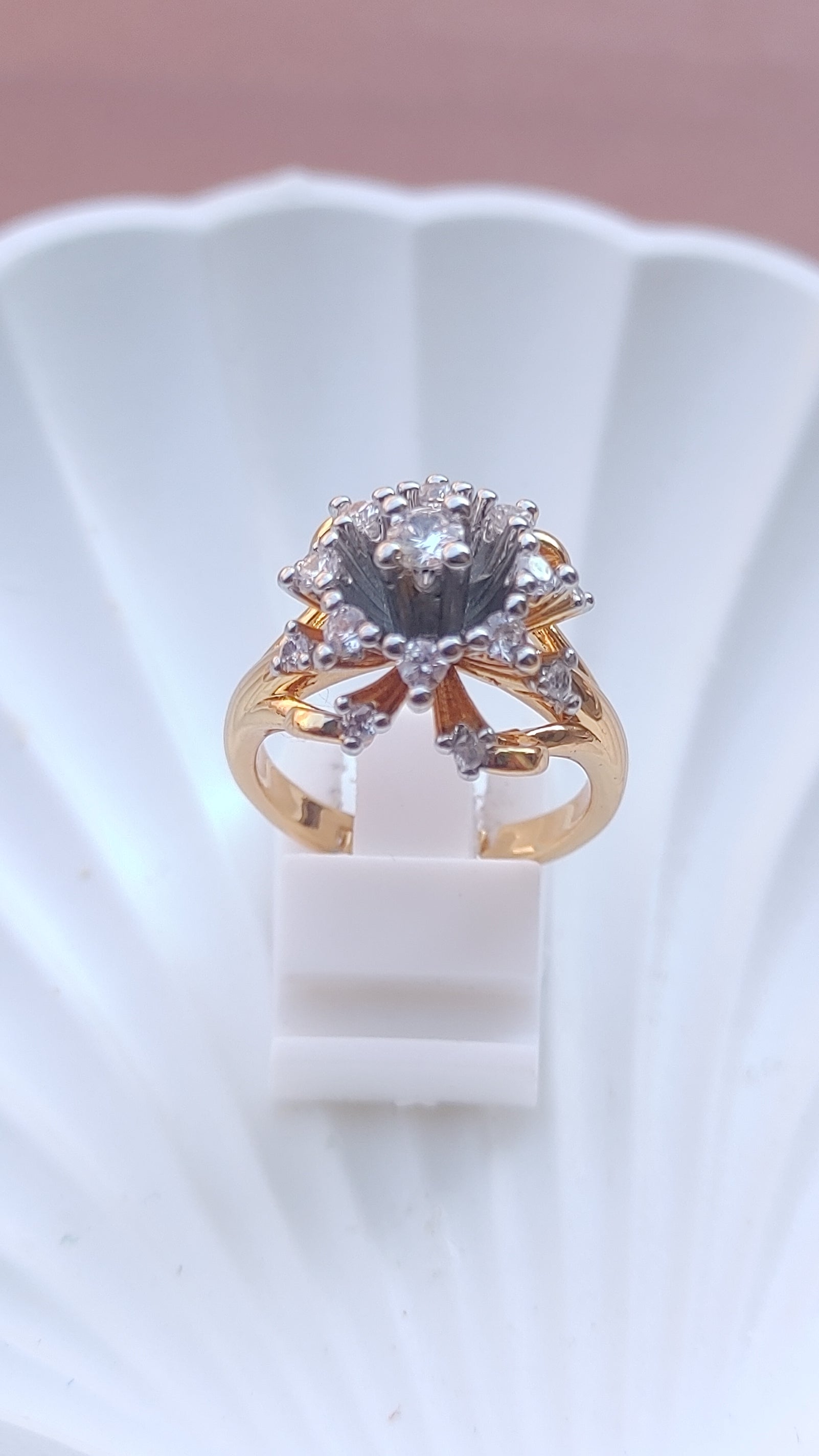 Diamond cut Zircon | judao ring | 22k gold polish | MR-109