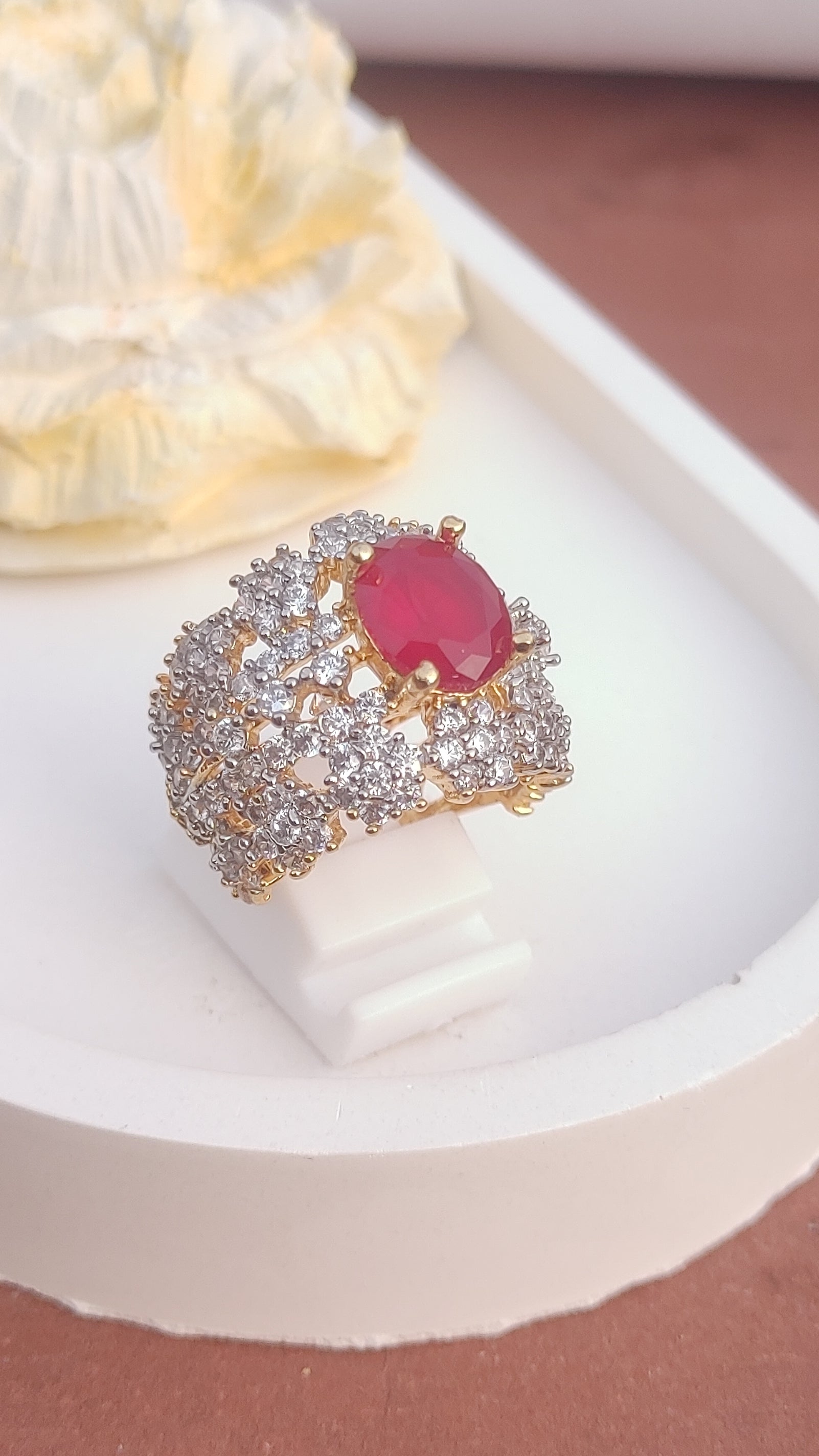 6 Colors | Zircon Judao Rings with Real Stone | 18K Gold Polish | Adjustable Size | 3Yrs Warranty | MR-352