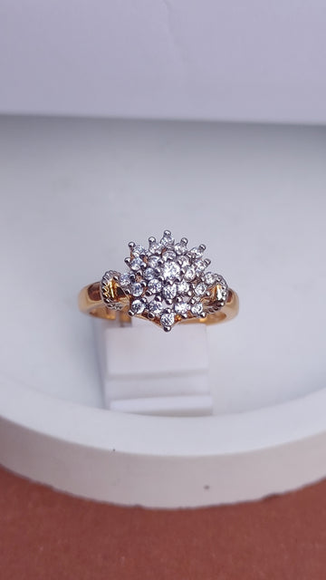 Diamond 💎 cut Zircon judao adjustable ring 22 k gold plated | MR-169