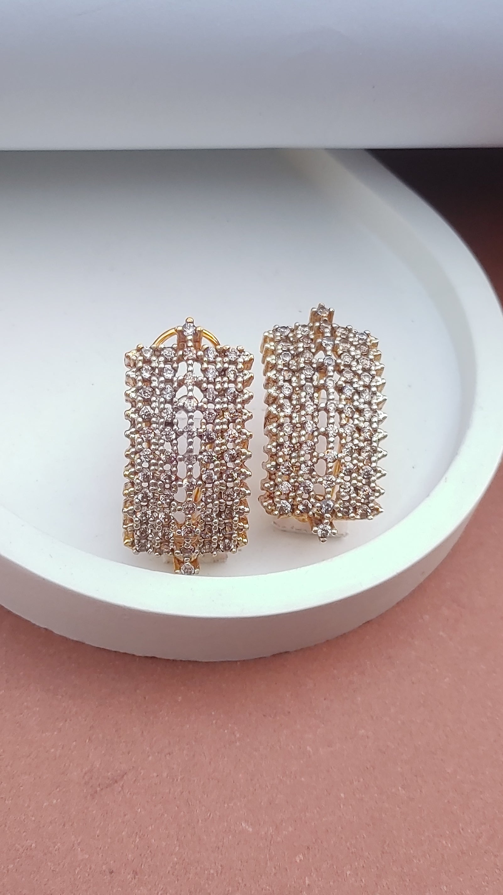 Diamond Cut Zircon Judao Studs 18 K Gold Polish Hand Made | ME-814