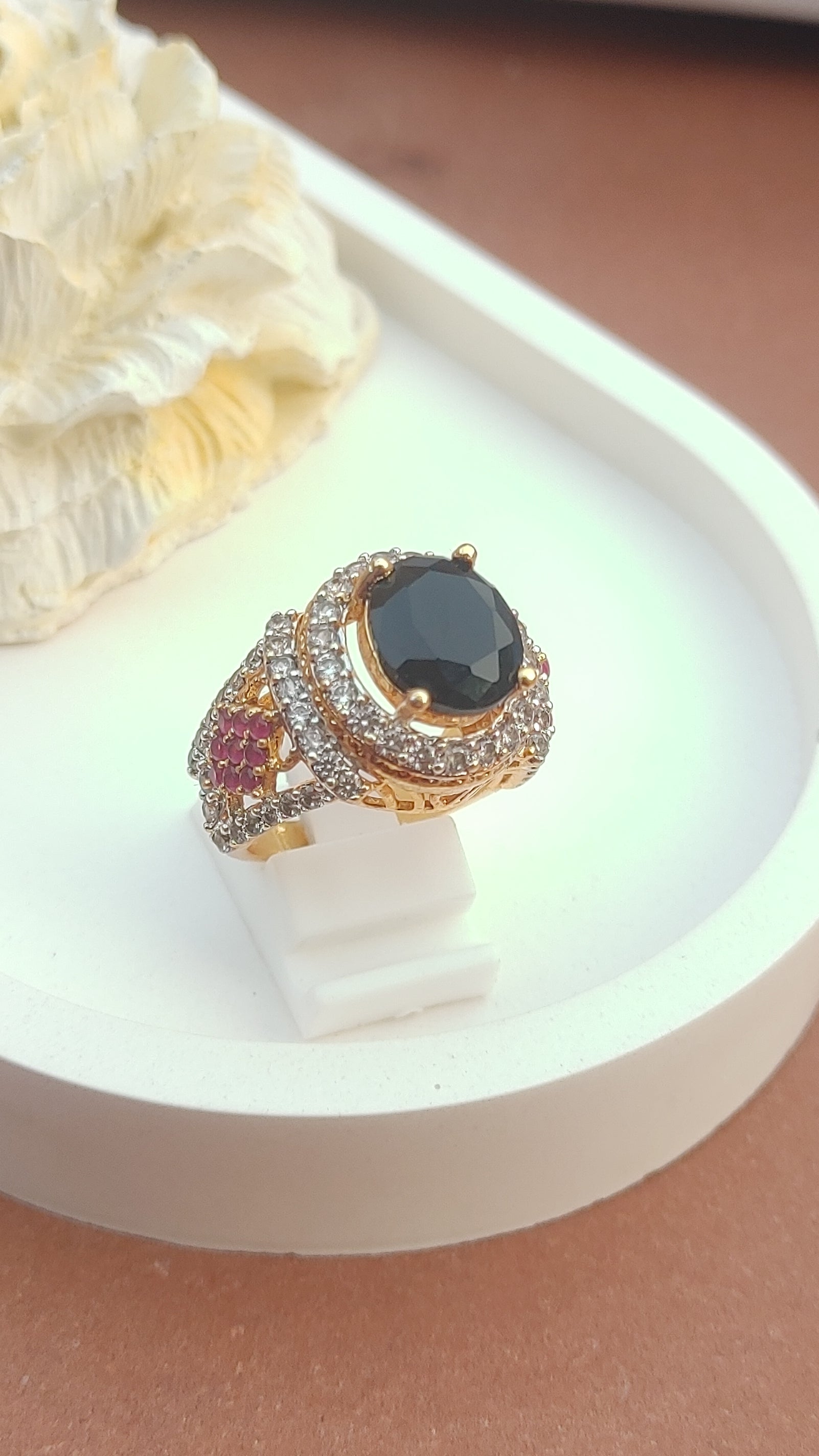 8Colors | Zircon Judao Rings with Real Stone | 18K Gold Polish | Adjustable Size | 3Yrs Warranty | MR-441