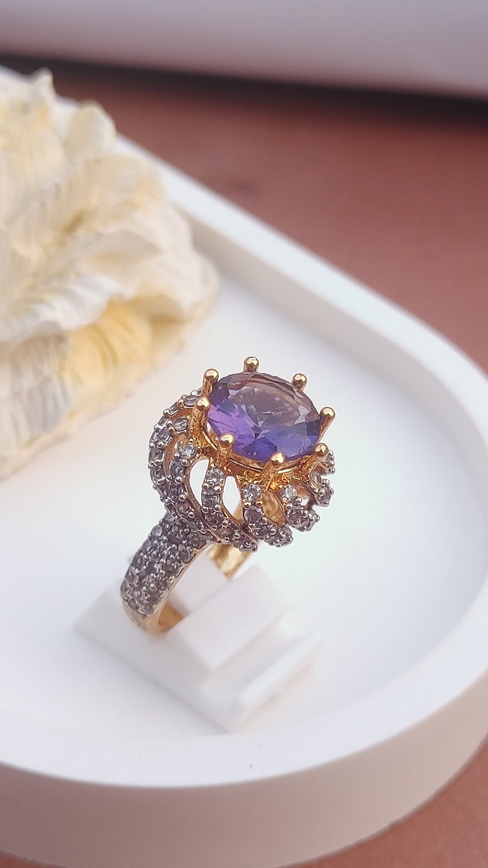 4Colors | Zircon Judao Rings with Real Stone | 18K Gold Polish | Adjustable Size | 3Yrs Warranty | MR-502