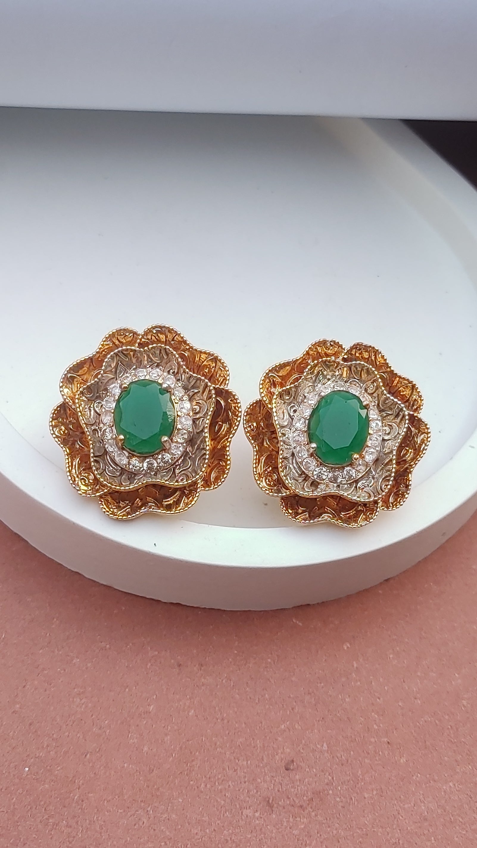 4 colors/Handmade Judao earrings with Real Stone Original 18K Gold Polish/ME-323