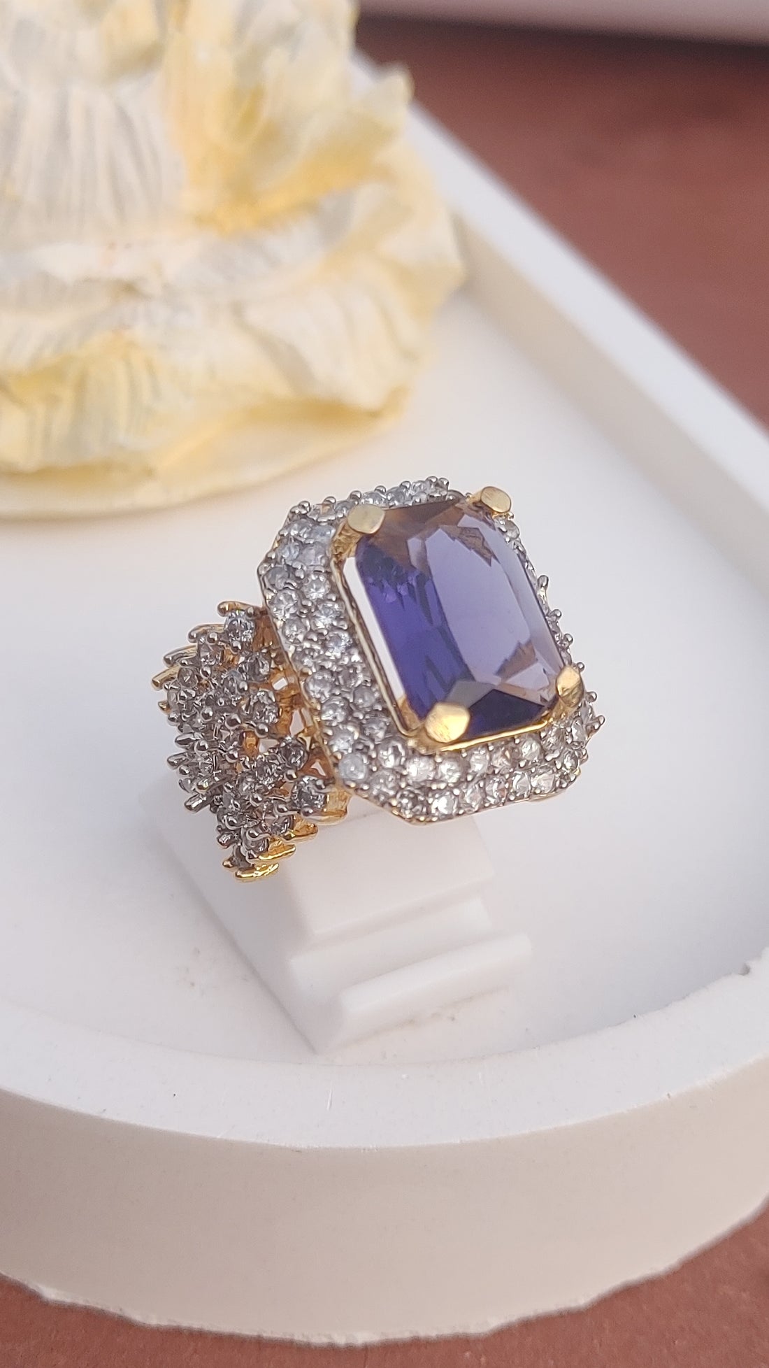 7Colors | Zircon Judao Rings with Real Stone | 18K Gold Polish | Adjustable Size | 3Yrs Warranty | MR-202