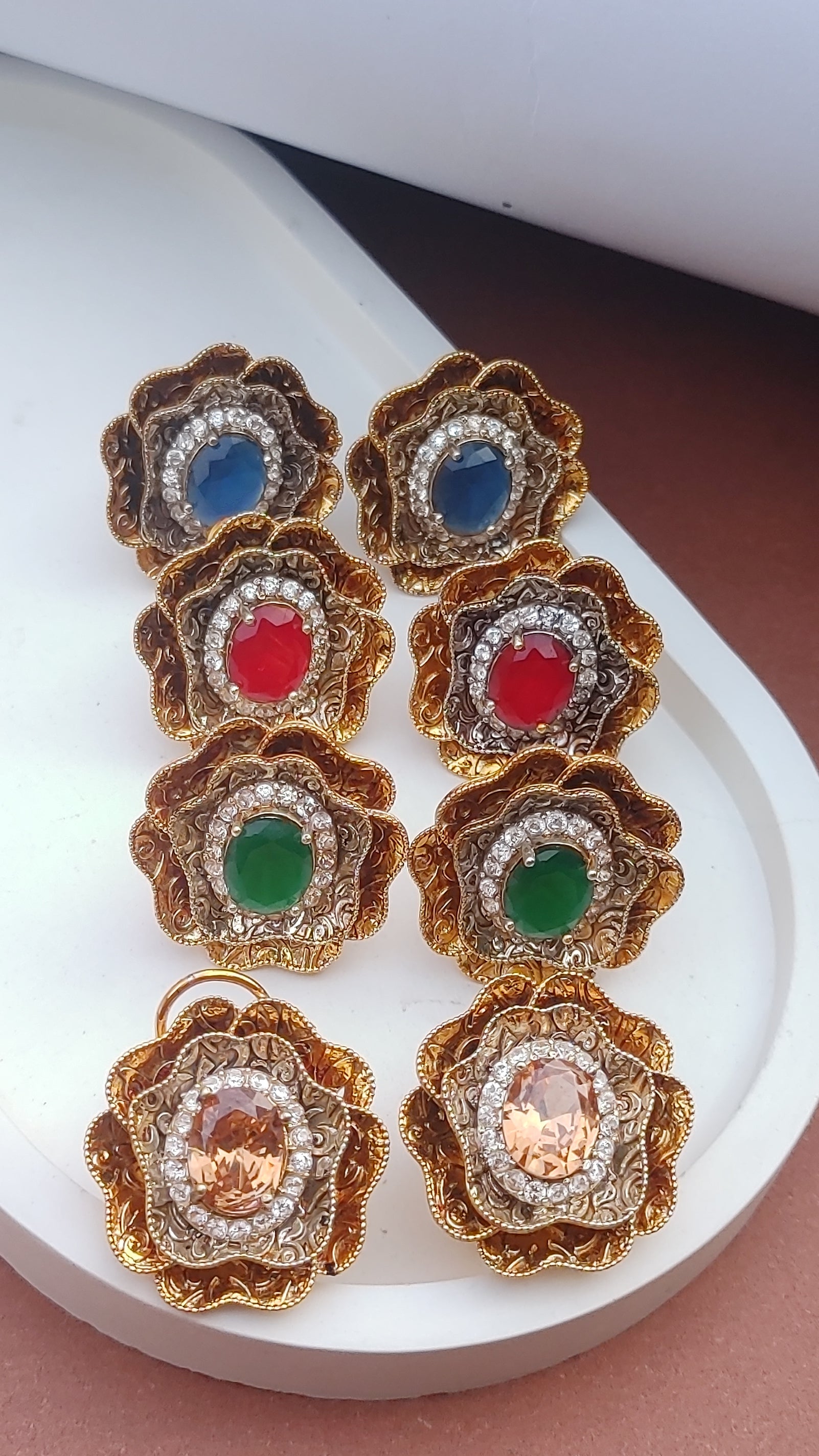 4 colors/Handmade Judao earrings with Real Stone Original 18K Gold Polish/ME-323