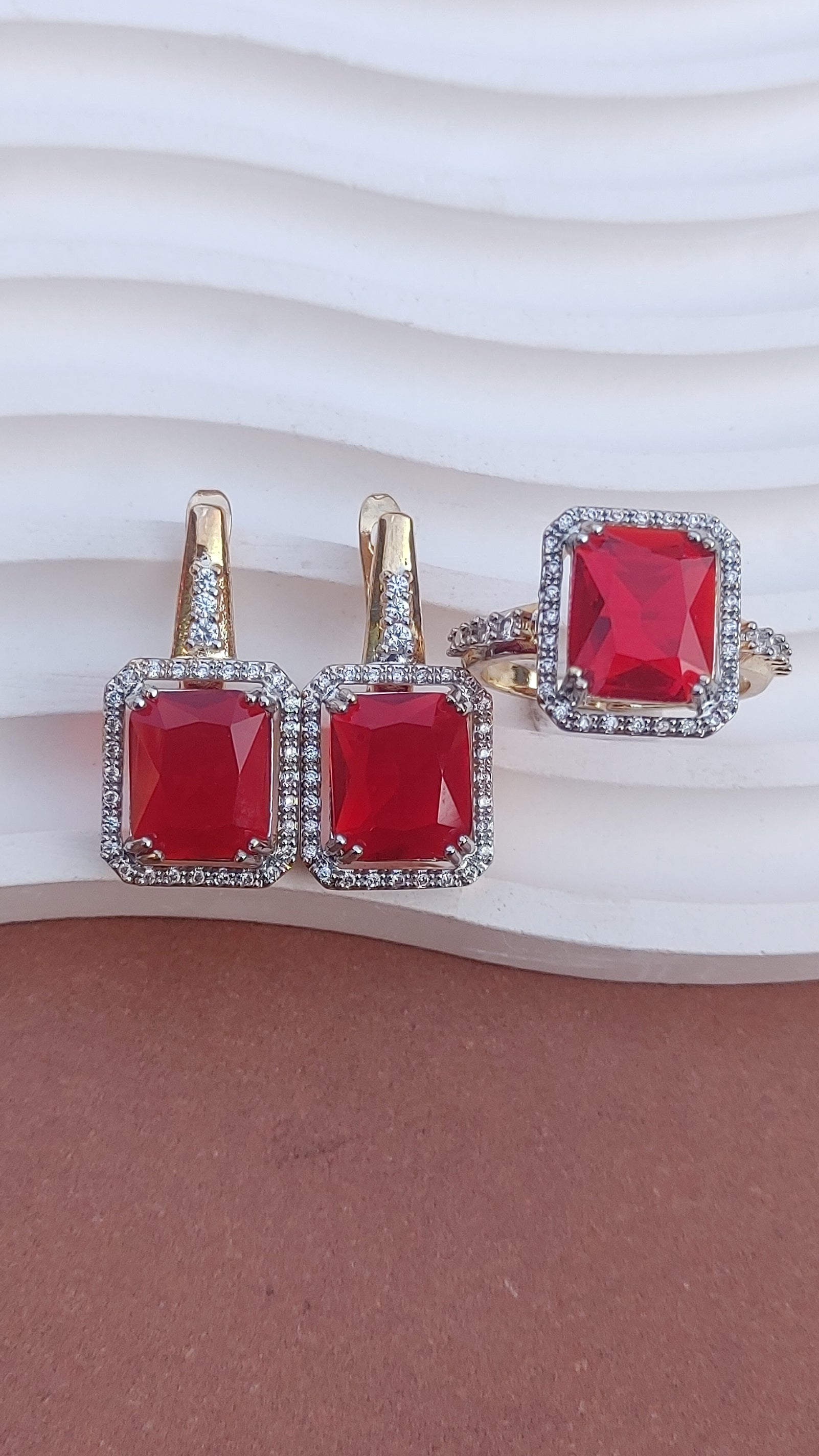 Designer Judao Zircon Earrings & ring | Original Zircon Stones | 5 Colors | ME-967