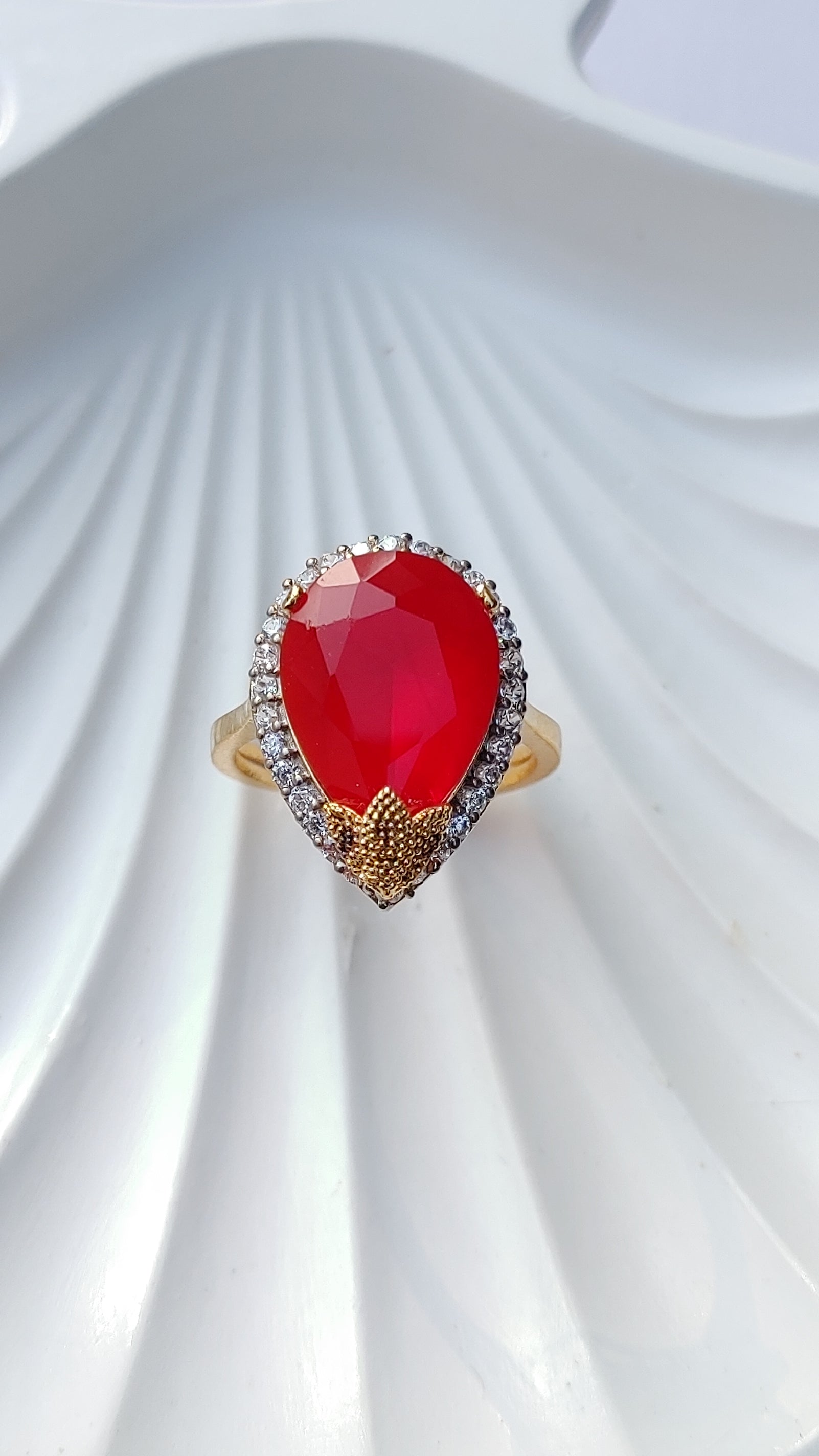 5 Colors | Zircon Judao Rings with Real Stone | 18K Gold Polish | Adjustable Size | 3Yrs Warranty | MR-362