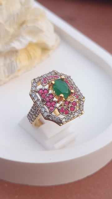 6Colors | Zircon Judao Rings with Real Stone | 18K Gold Polish | Adjustable Size | 3Yrs Warranty | MR-476
