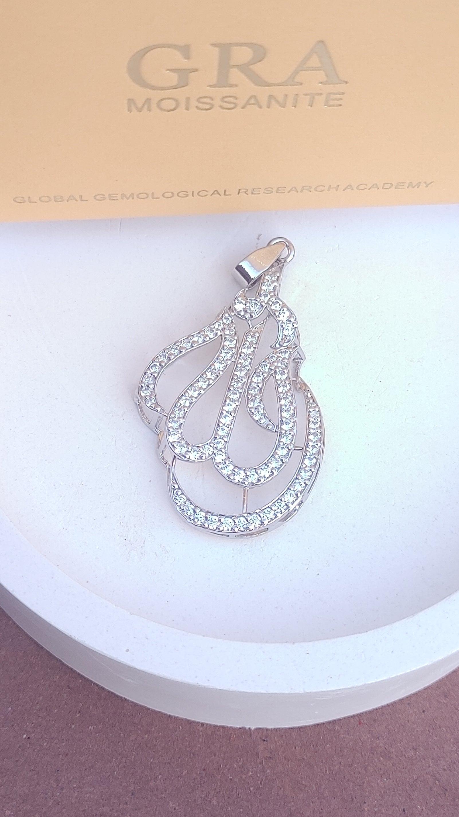 925 SILVER STERLING ALLAH LOCKET WITH MOISSANITE DIAMOND - s41