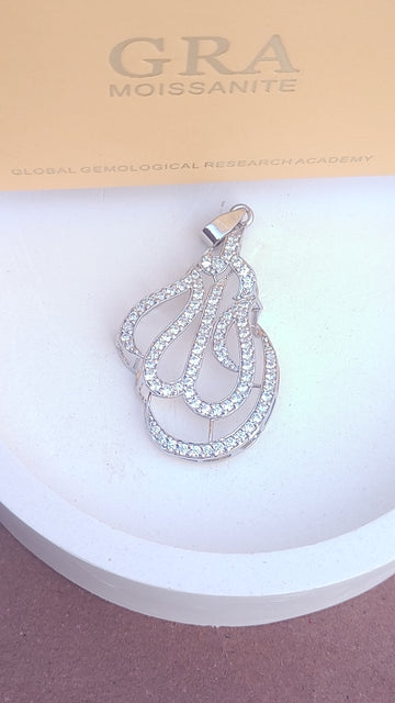 925 SILVER STERLING ALLAH LOCKET WITH MOISSANITE DIAMOND - s41